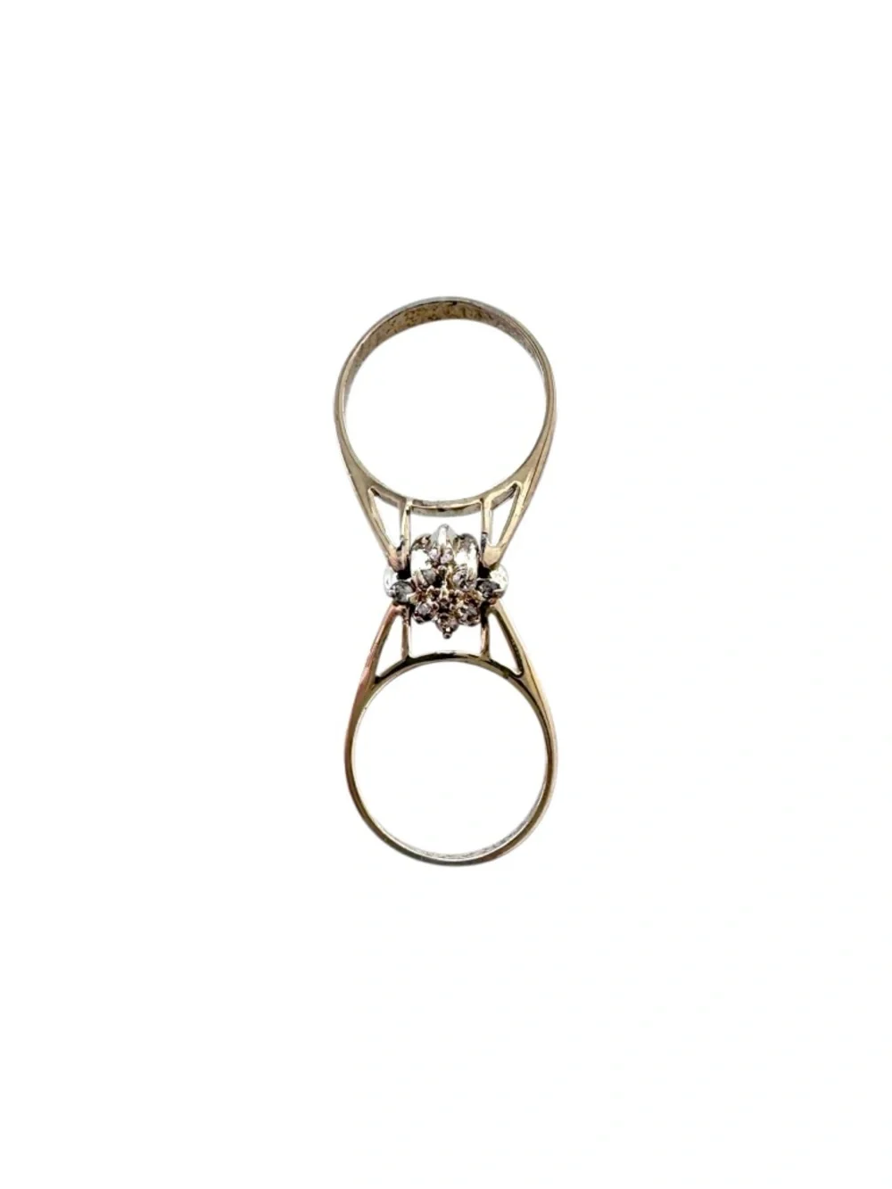 Rhinestone and Faux Peridot Prong Set Gold Tone Reversible Flip Transformer Ring - Picture 4 of 7